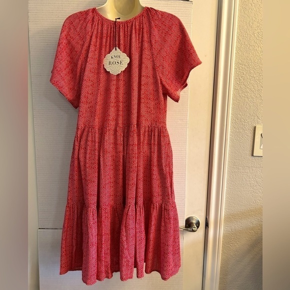 Knox Rose short sleeve Shift Tiered Dress Bonefire red Size Small NWT D16 - Picture 7 of 10